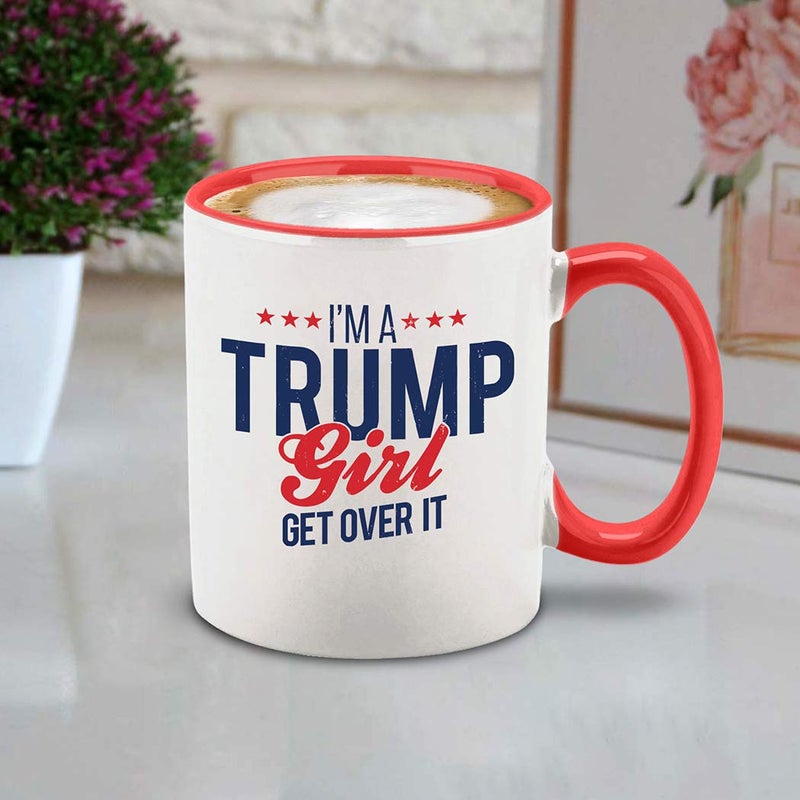 Shop4Ever I'm a Trump Girl Get Over It Ceramic Coffee Mug Tea Cup Gift for Her 11 oz. (Red Handle) - Image 3